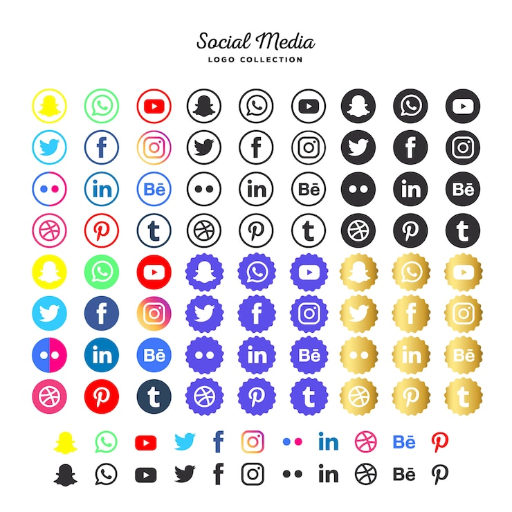 Vettore gratuito raccolta di logotipi di social media