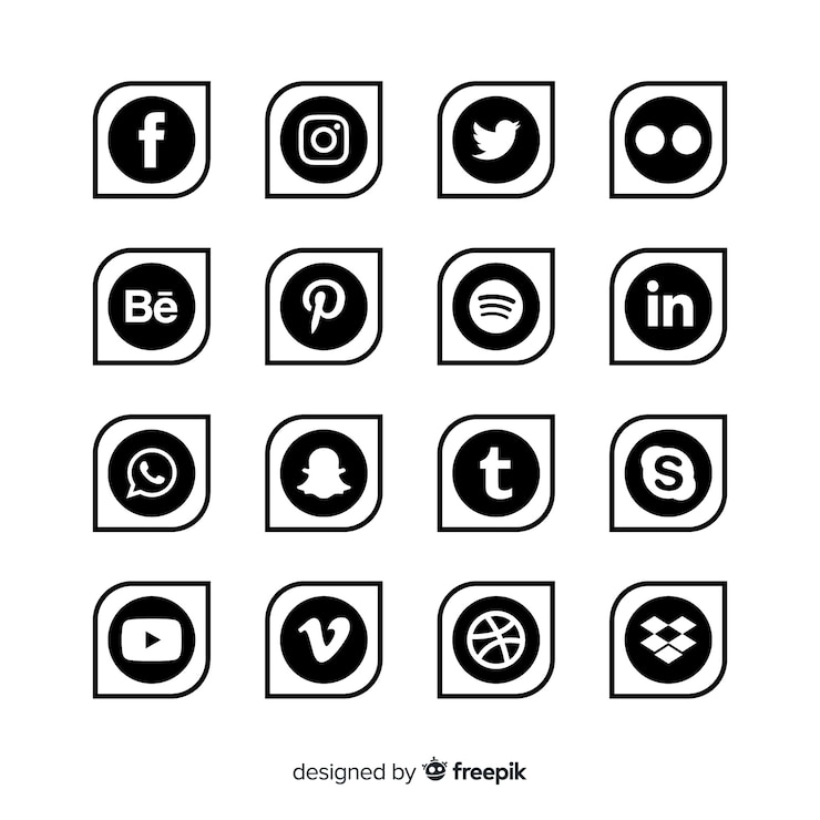 Vettore gratuito raccolta di logotipi di social media