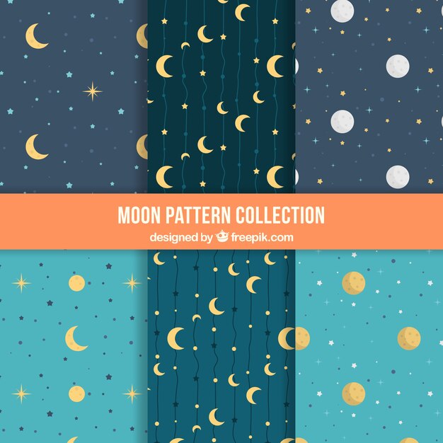 Raccolta di modelli decorativi luna