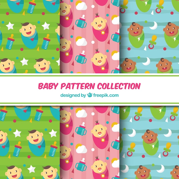 Raccolta di modelli di bambino in stile piatto