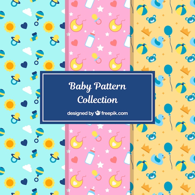 Raccolta di modelli di bambino in stile piatto