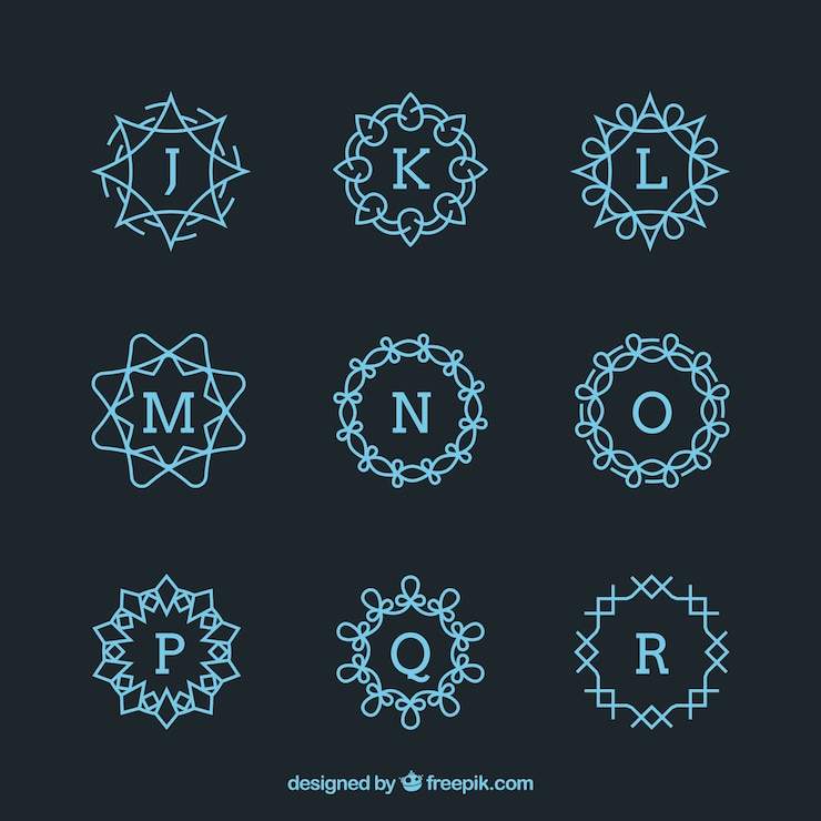 Vettore gratuito raccolta di monogrammi geometrici