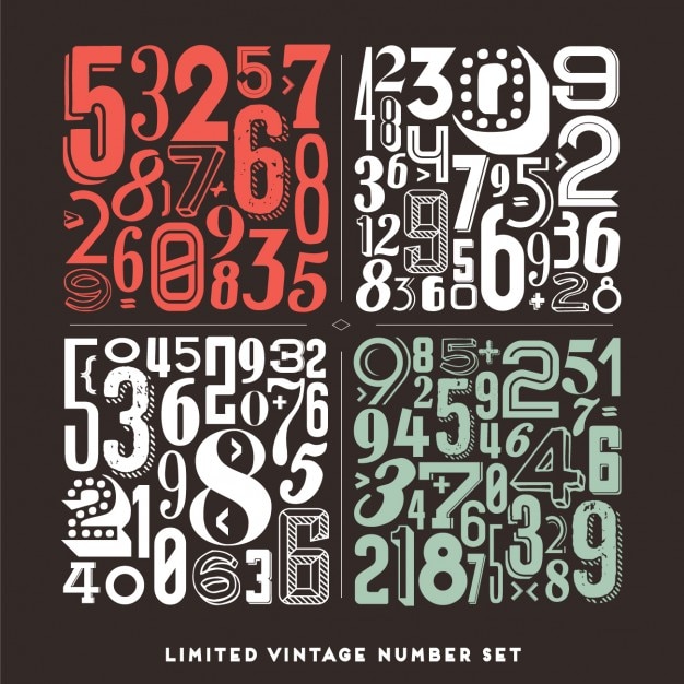 Vettore gratuito raccolta di numeri in stile vintage