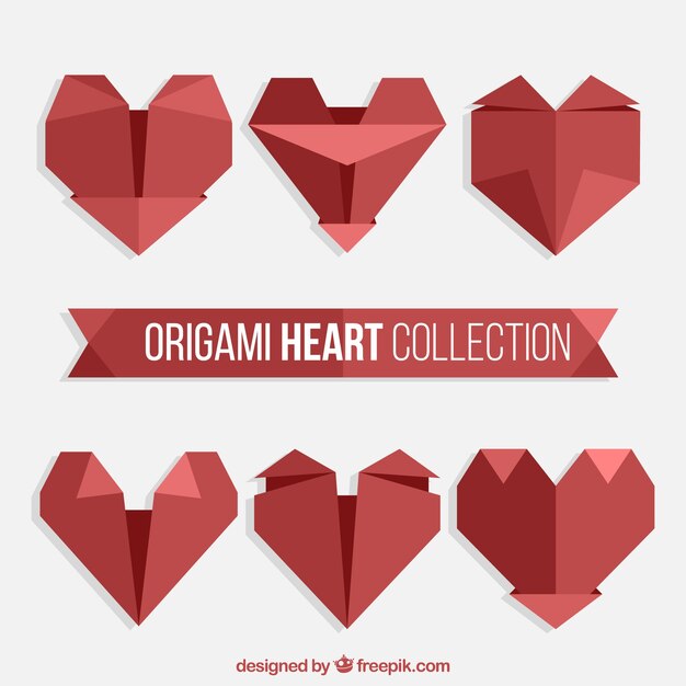 Raccolta di origami cuori rossi