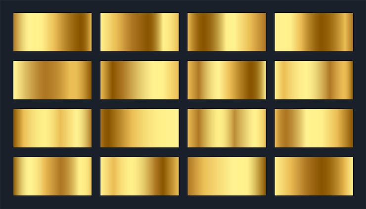 Vettore gratuito raccolta di palette di gradienti dorati per lo sfondo uiux