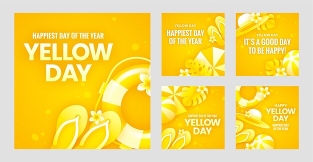 Raccolta di post di instagram del giorno giallo sfumato