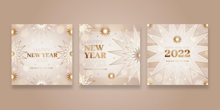 Vettore gratuito raccolta di post di instagram di capodanno sfumato