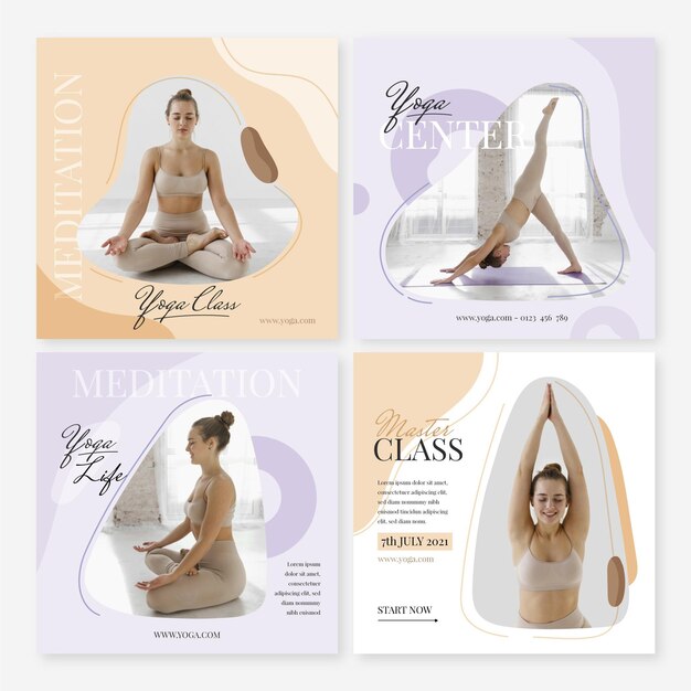Raccolta di post di instagram di salute e fitness sfumati con foto