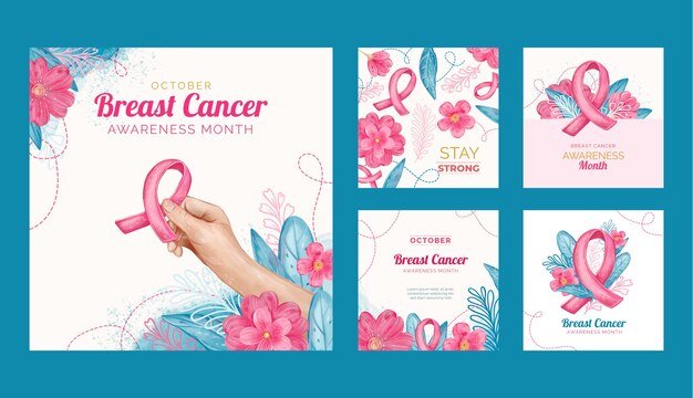 Raccolta di post di Instagram per il mese di sensibilizzazione sul cancro al seno