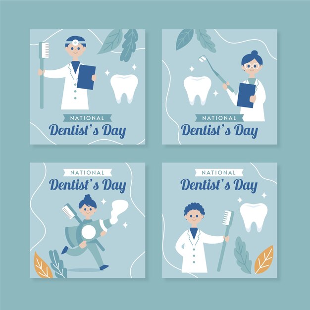 Raccolta di post di instagram per la giornata del dentista nazionale piatta