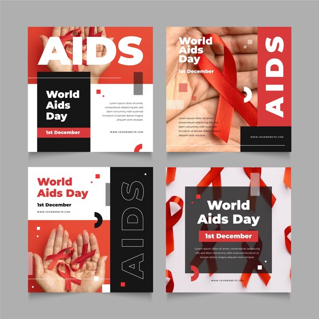 Raccolta di post di instagram per la giornata mondiale dell'AIDS piatta