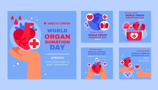 Raccolta di post flat ig per la giornata mondiale della donazione di organi