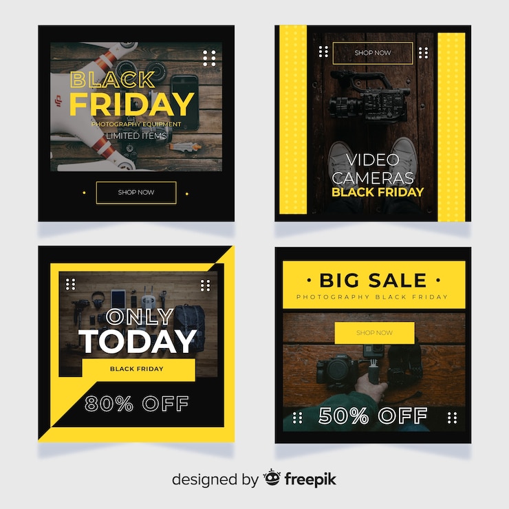 Vettore gratuito raccolta di post instagram del black friday a