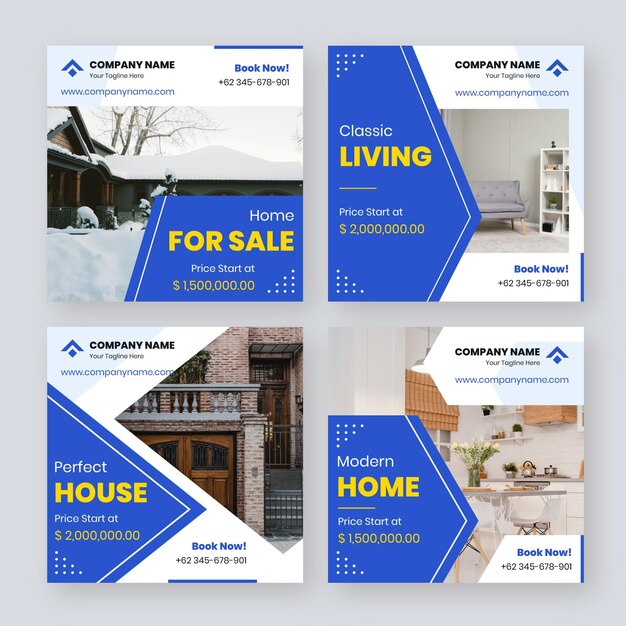 Raccolta di post instagram immobiliare piatta