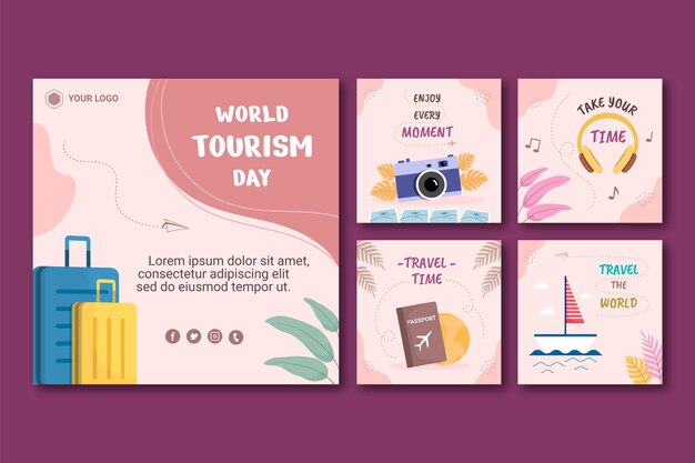 Raccolta di post instagram per la giornata mondiale del turismo