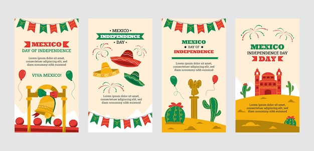 Raccolta di post instagram piatti per la celebrazione dell'indipendenza del messico