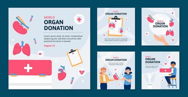 Raccolta di post instagram piatti per la giornata mondiale della donazione di organi