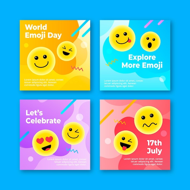 Raccolta di post instagram piatto mondo emoji giorno
