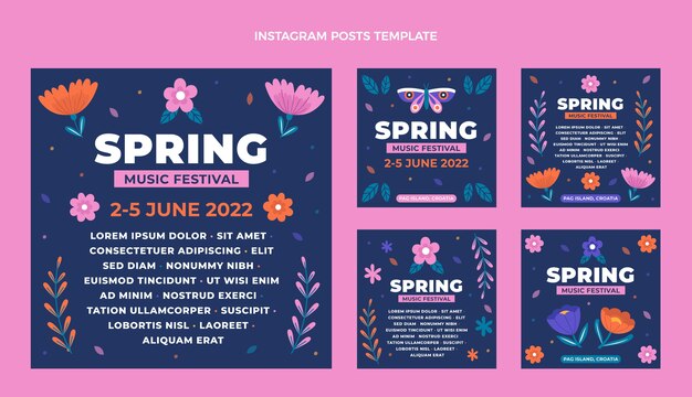 Raccolta di post instagram primavera piatta