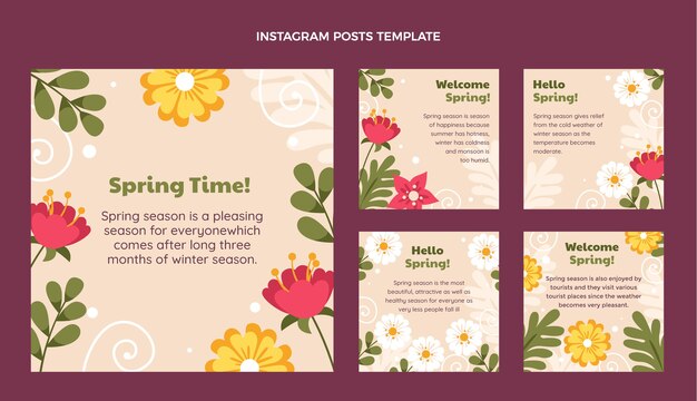 Raccolta di post instagram primavera piatta