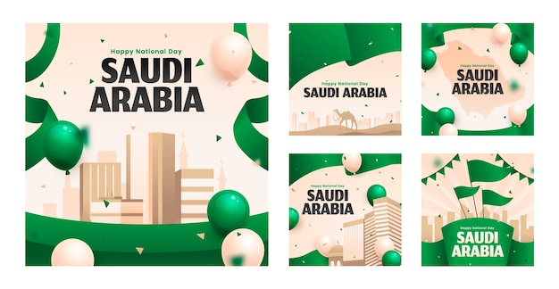 Raccolta di post instagram realistici per la giornata nazionale saudita