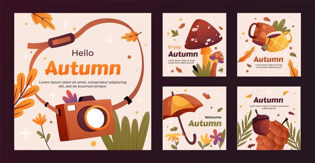 Raccolta di post instagram sfumati per la celebrazione della stagione autunnale