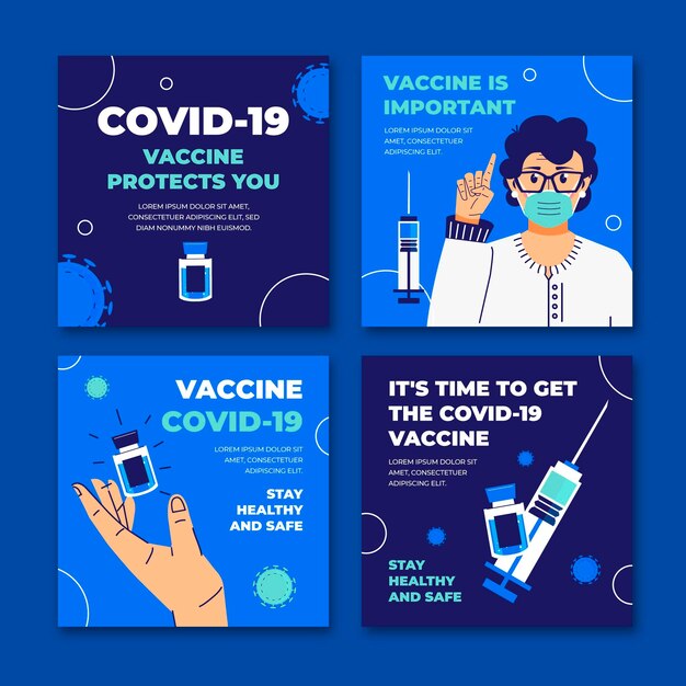 Raccolta di post instagram vaccino piatto