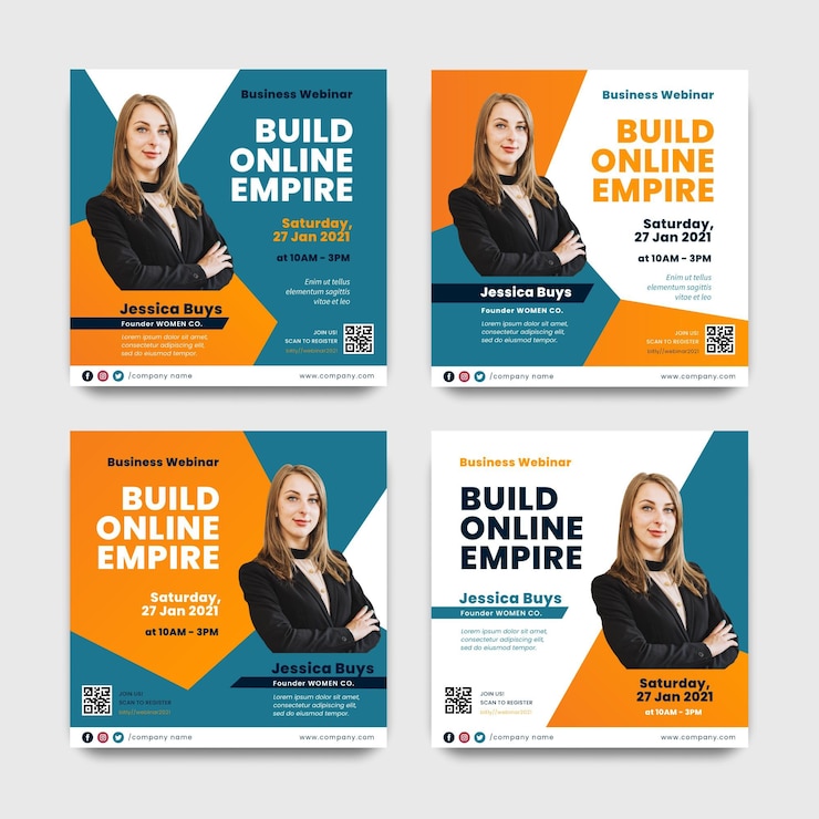 Vettore gratuito raccolta di post instagram webinar