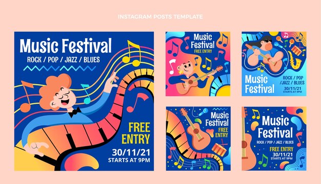 Raccolta di post su Instagram del festival musicale sfumato