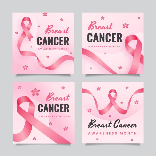 Raccolta di post su Instagram del mese di consapevolezza del cancro al seno sfumato