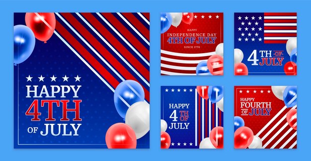 Raccolta di post su Instagram per la celebrazione del 4 luglio americano