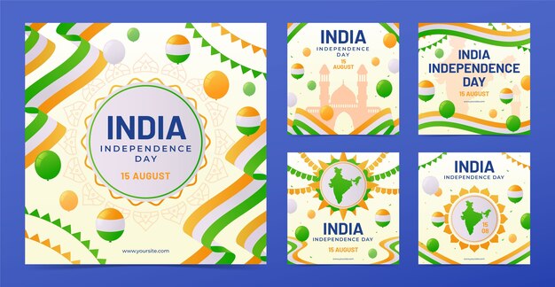 Raccolta di post su Instagram per la celebrazione del giorno dell'indipendenza dell'india