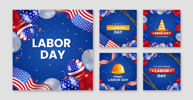 Raccolta di post su Instagram per la celebrazione della festa del lavoro negli Stati Uniti