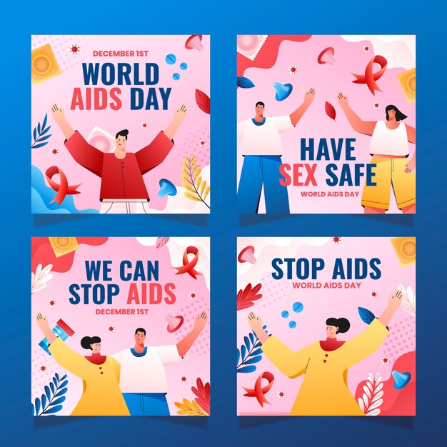 Raccolta di post su Instagram per la giornata mondiale dell'AIDS di gradiente