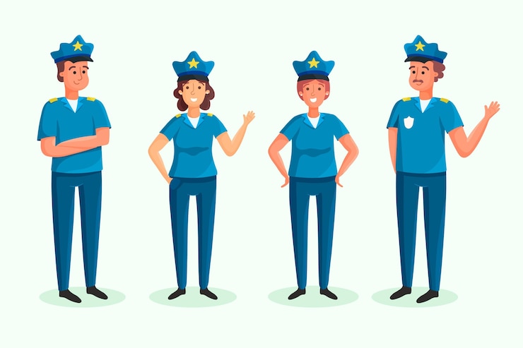 Vettore gratuito raccolta di professione di polizia