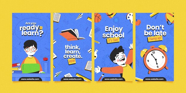 Raccolta di storie dettagliate su instagram per il ritorno a scuola