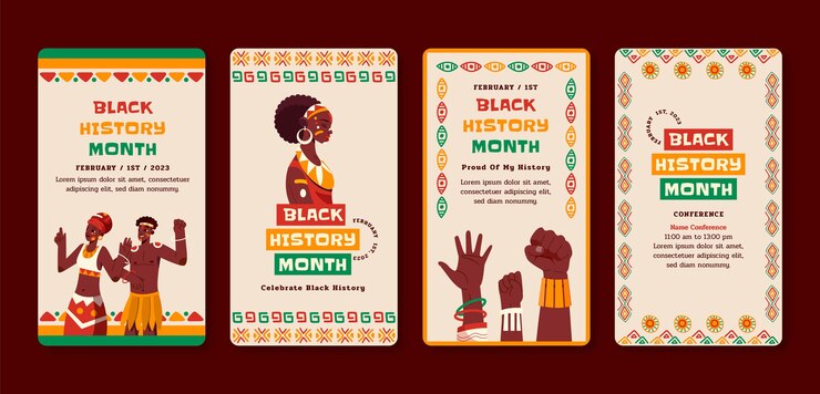 Vettore gratuito raccolta di storie di instagram del mese della storia nera