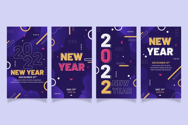 Raccolta di storie di instagram di capodanno piatto