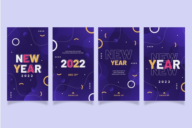 Raccolta di storie di instagram di capodanno piatto