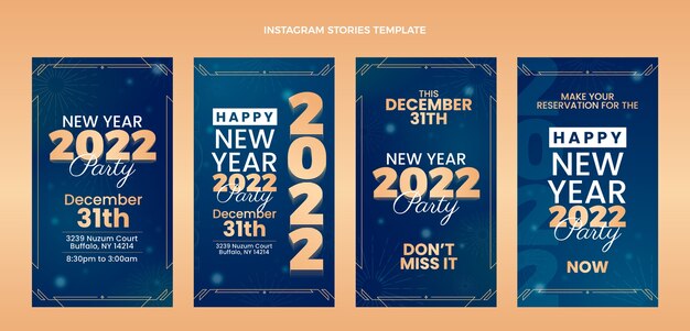 Raccolta di storie di instagram di capodanno sfumato