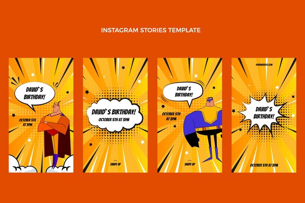 Raccolta di storie di instagram di compleanno con mezzitoni sfumati