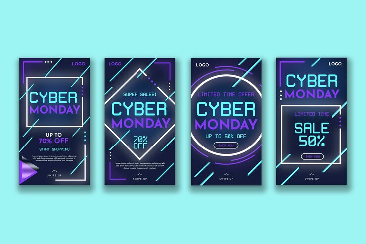 Vettore gratuito raccolta di storie di instagram di cyber lunedì