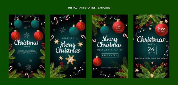 Raccolta di storie di instagram di natale sfumato