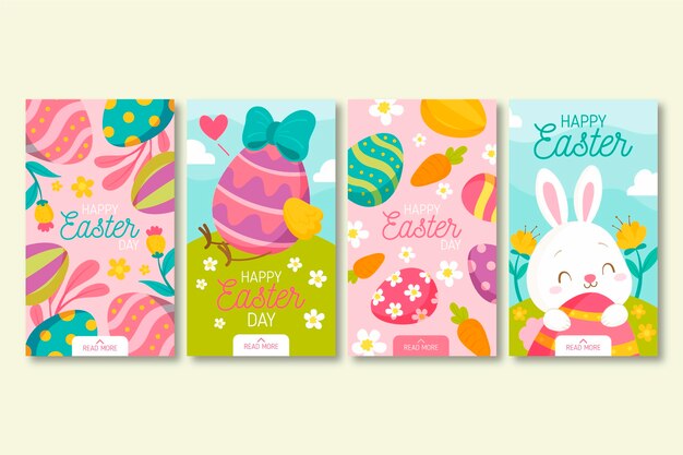 Raccolta di storie di instagram di pasqua disegnata a mano