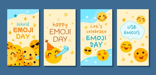 Raccolta di storie di instagram di piatto mondo emoji giorno