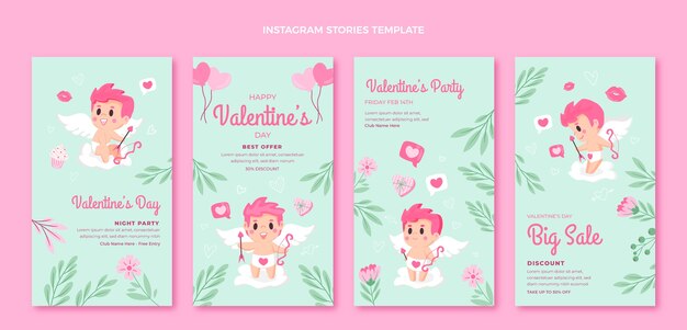 Raccolta di storie di instagram di san valentino piatto