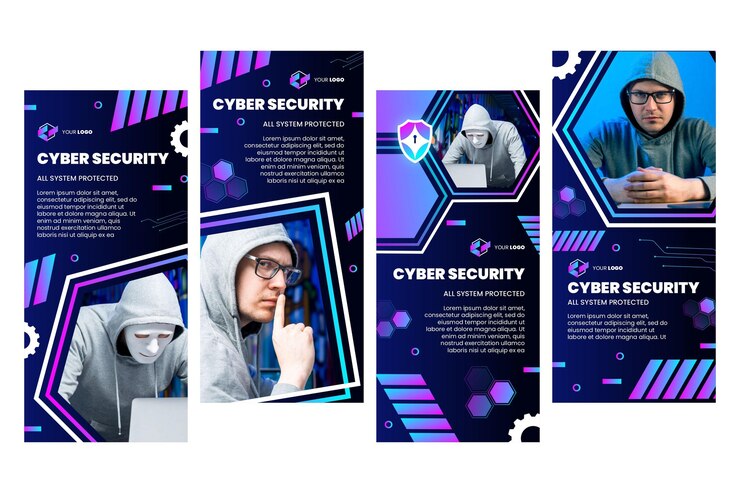Vettore gratuito raccolta di storie di instagram di sicurezza informatica