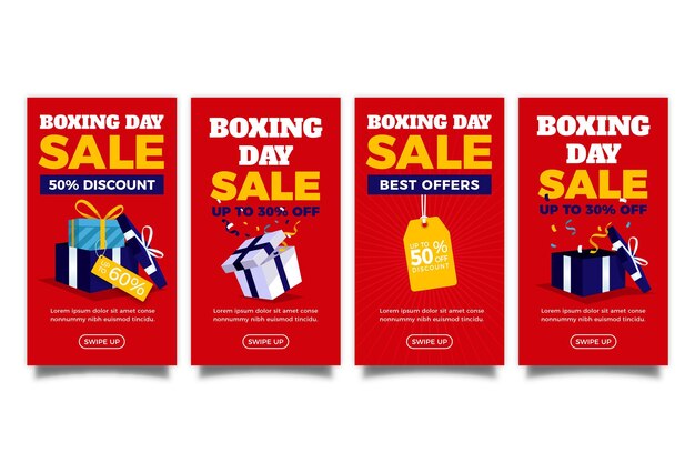 Raccolta di storie di instagram di vendita di boxing day piatto