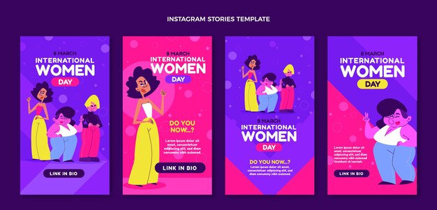 Raccolta di storie di instagram per la giornata internazionale della donna piatta
