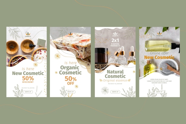 Raccolta di storie di Instagram per prodotti cosmetici